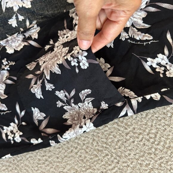 Spiritual Gangster Maya Black Floral Tie Front Kimono Robe Cover Up Duster - Picture 7 of 14